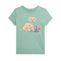 Girls Pale Green Dog Print T-Shirt