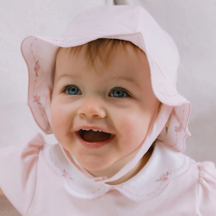 Girls Pink Embroidered Sun Hat