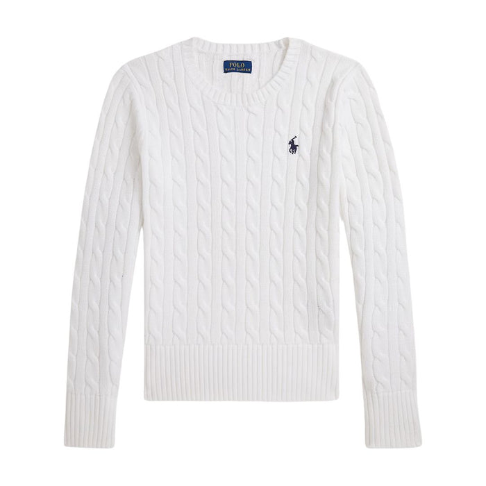 Girls White Cable Knit Jumper