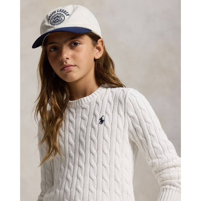 Girls White Cable Knit Jumper