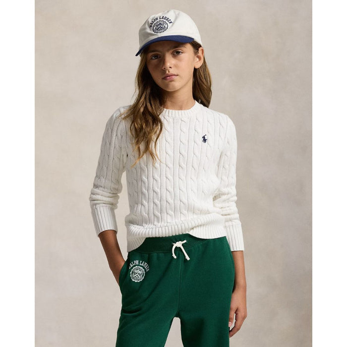 Girls White Cable Knit Jumper