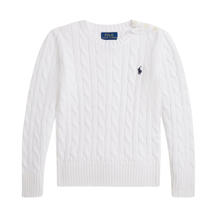 Girls White Cable Knit Jumper