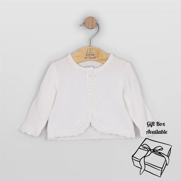 Girls White Knitted Cardigan