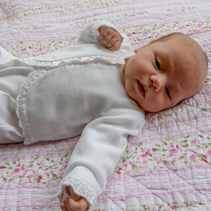 Girls White Knitted Cardigan