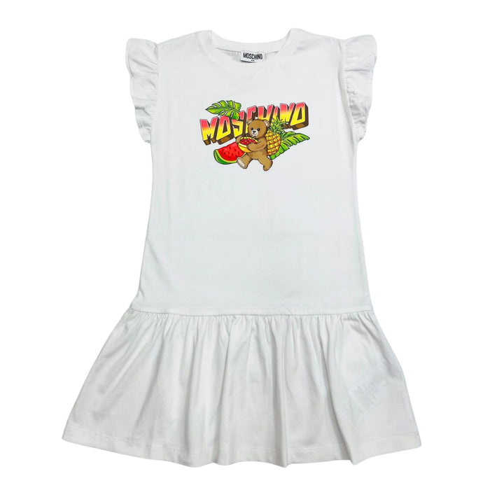 Girls White Toy & Fruit Dress