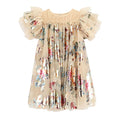 Gold Foil Floral Print Dress