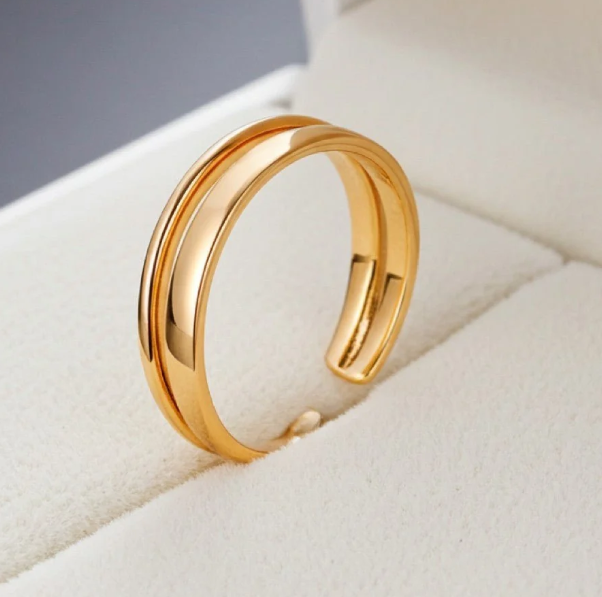 Gold Plated Double Facet Ring (Brass)