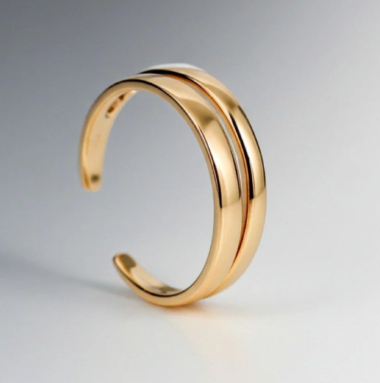 Gold Plated Double Facet Ring (Brass)