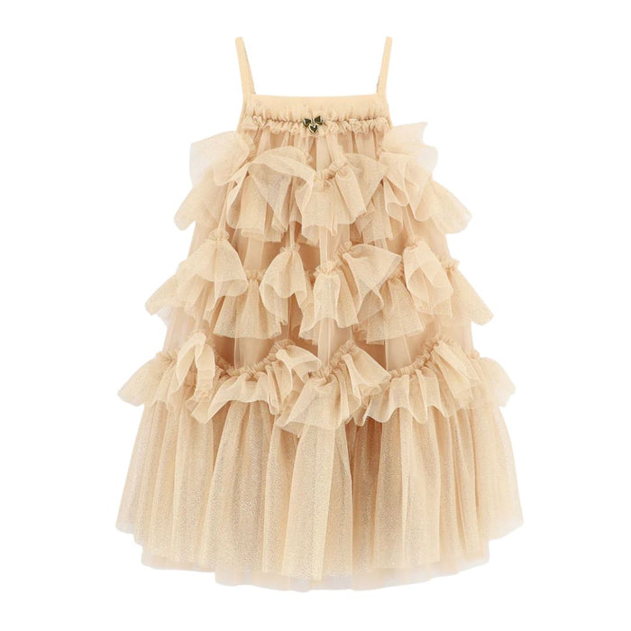 Gold Sparkle Tulle Ruffle Dress