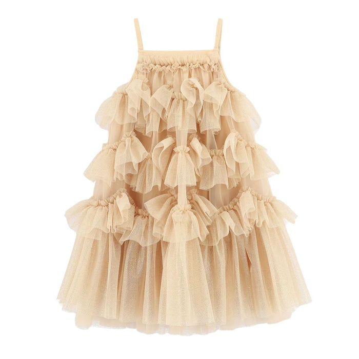 Gold Sparkle Tulle Ruffle Dress