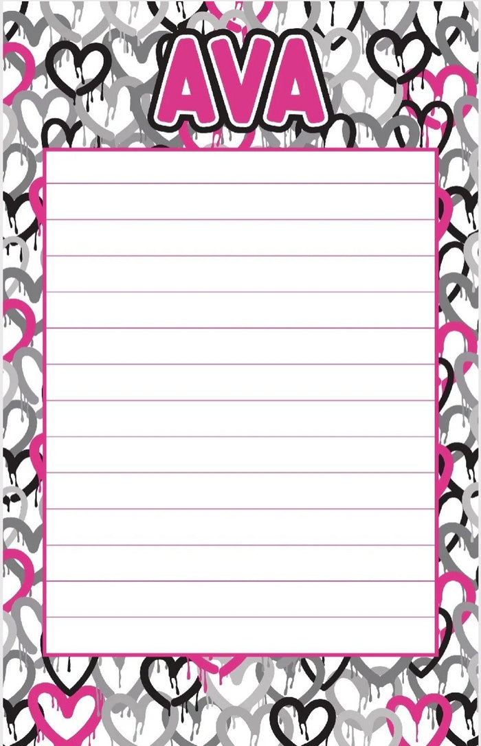 Graffiti Hearts Personalized Lined Notepad