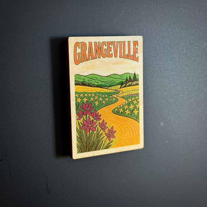 Grangeville Canola And Camas Lily Wooden Magnet (Printed)