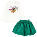 Green Balloon Skirt & Rhinestone 'Daffy Duck' Top