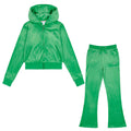 Green Bootcut Diamante Logo Tracksuit