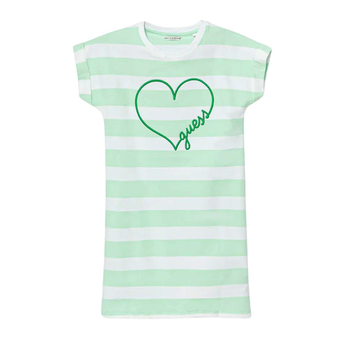Green & White Striped Sweat Dress