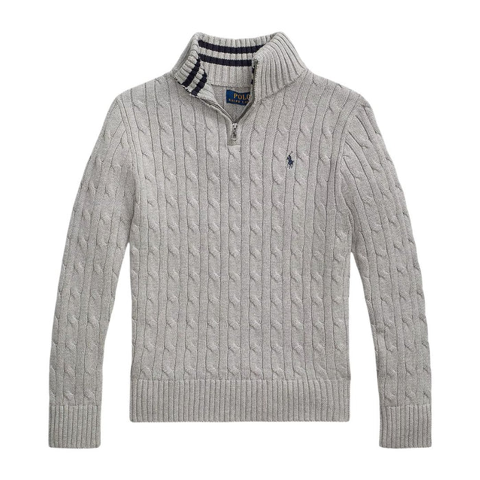 Grey Cable Knit 1/4 Zip Jumper