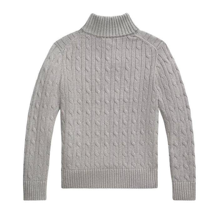 Grey Cable Knit 1/4 Zip Jumper