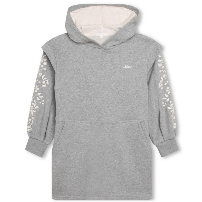 Grey Embroidered Sweat Dress