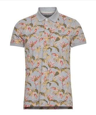 Grey Floral Polo Shirt