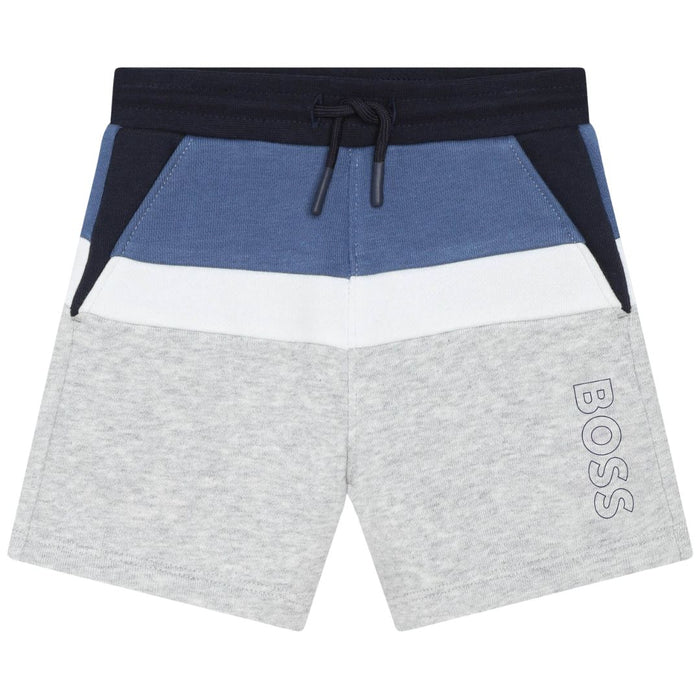 Grey Striped Sweat Shorts