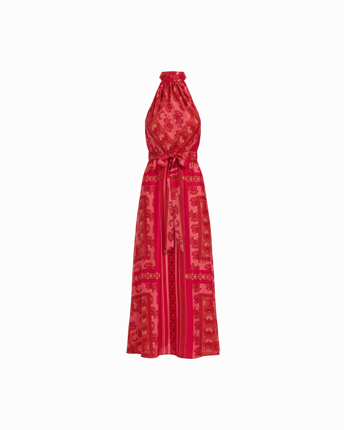 Anne Klein GRENADINE MULTI Halter Neck Sleeveless Maxi Dress