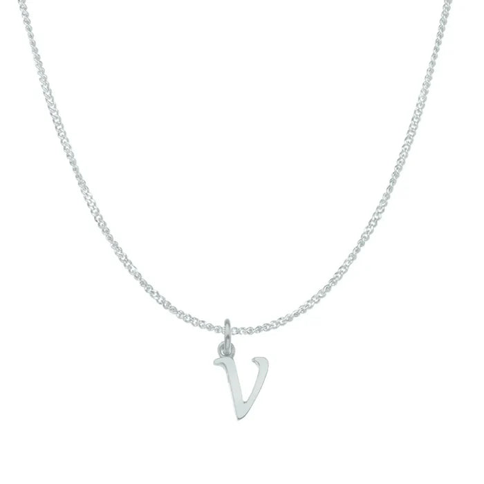 V / white gold curb chain 16 inches (41 cm)