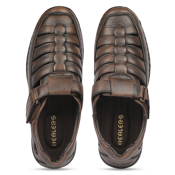 Healers ASL-11 Brown Casual Flat Sandal for Men by Liberty