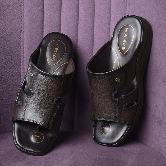 Healers Brown Casual Toe Ring Slippers For Men 213-93 By Liberty