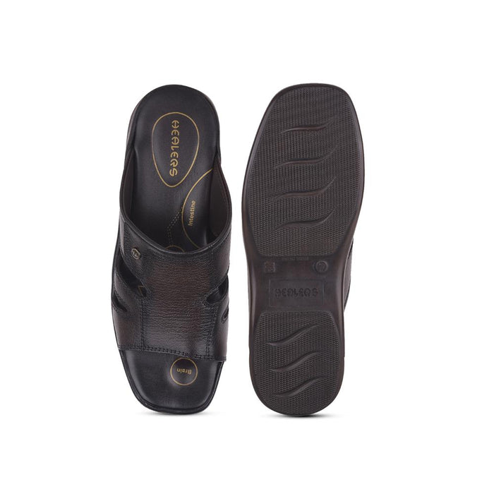 Healers Brown Casual Toe Ring Slippers For Men 213-93 By Liberty