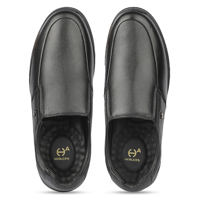 Healers JJL-29 Black Formal Non Lacing Mocassin Shoes for Men by Liberty