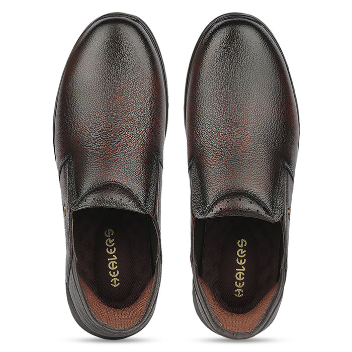 Healers JJL-29 Brown Formal Non Lacing Mocassin Shoes for Men by Liberty