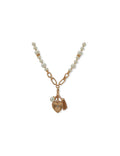 Anne Klein Gold Tone Heart and Tassel Pearl Collar Necklace