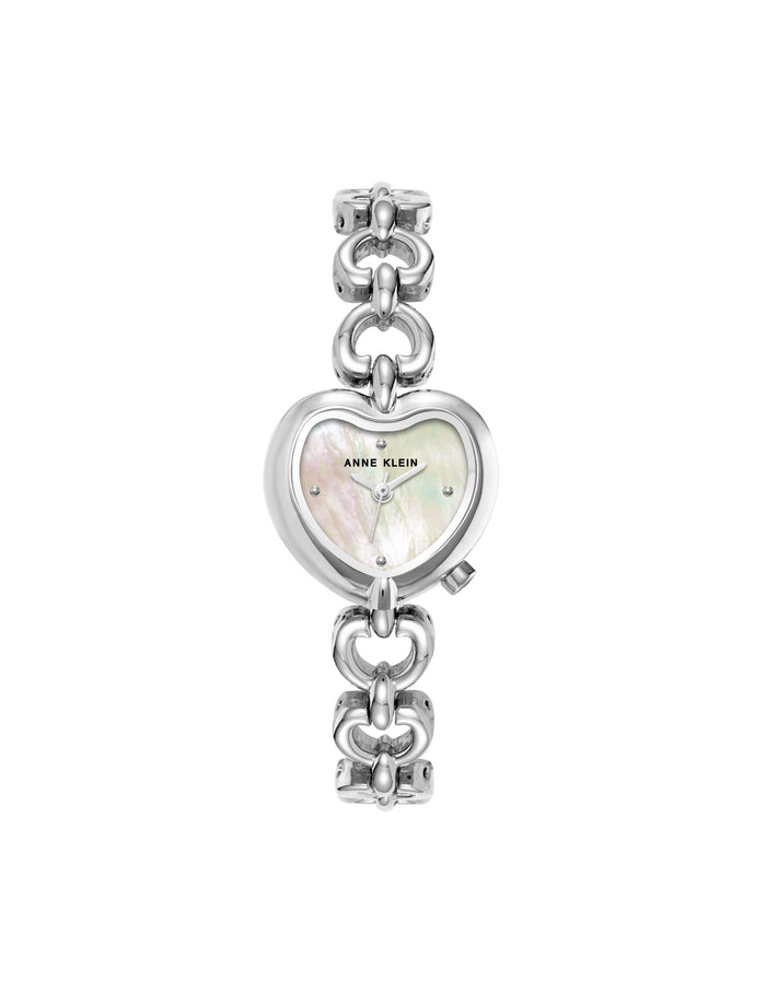 Anne Klein Silver-Tone Heart-Shaped Bracelet Watch