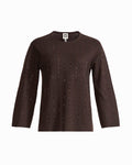 Anne Klein DEEP MAHOGANY Heat Set Crew Neck Long Sleeve Sweater