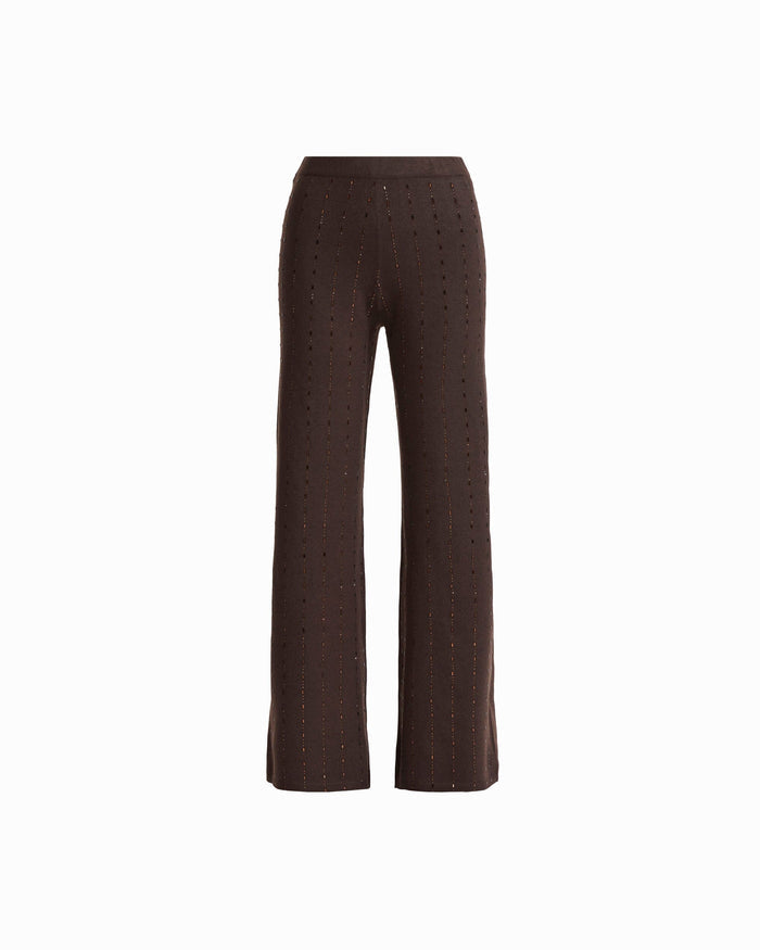 Anne Klein DEEP MAHOGANY Heat Set Wide Leg Sweater Pant