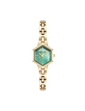 Anne Klein Gold-Tone/Green Hexagonal Bracelet Watch