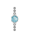Anne Klein Silver-Tone/Blue Hexagonal Bracelet Watch