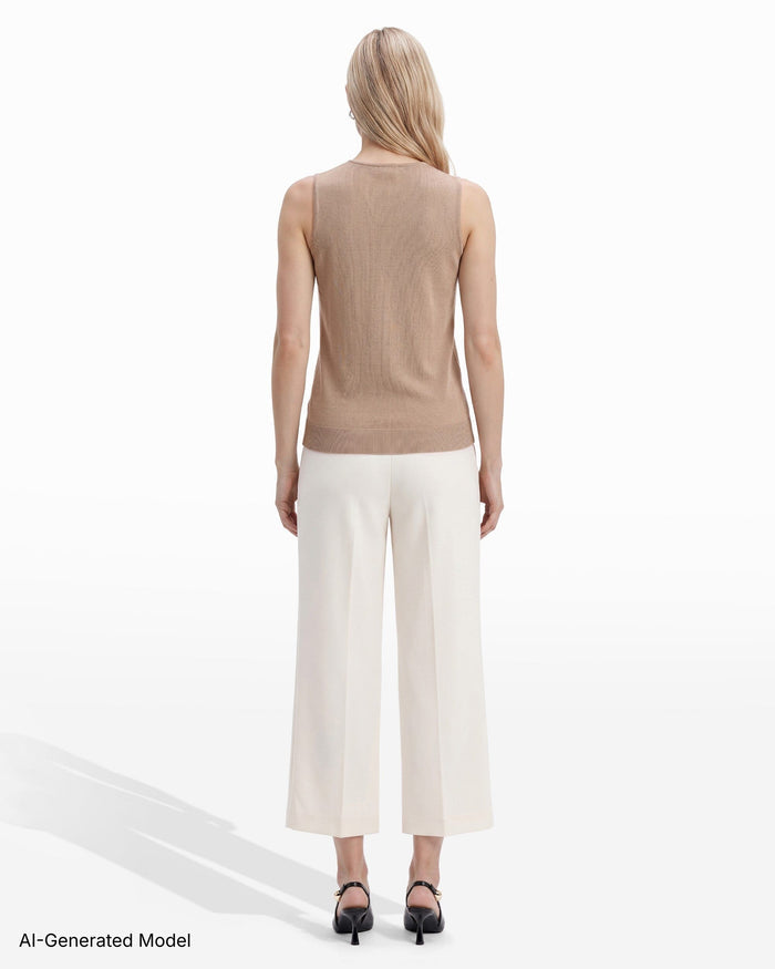 Anne Klein High Crew Neck Sleeveless Sweater With Clear Sequins