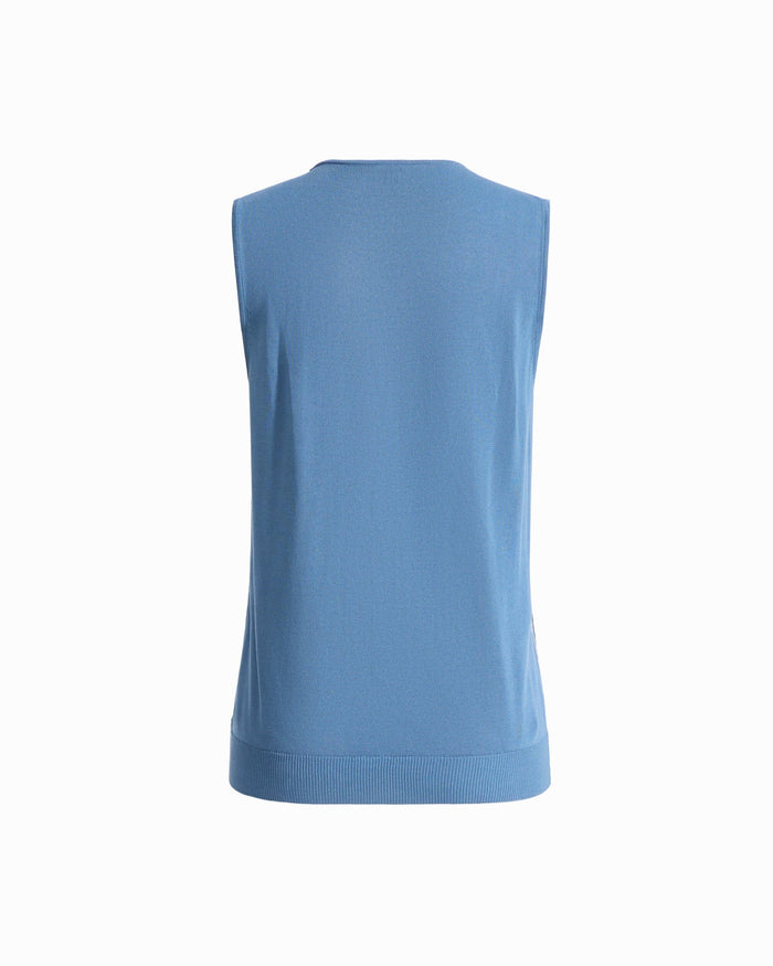 Anne Klein High Crew Neck Sleeveless Sweater With Clear Sequins