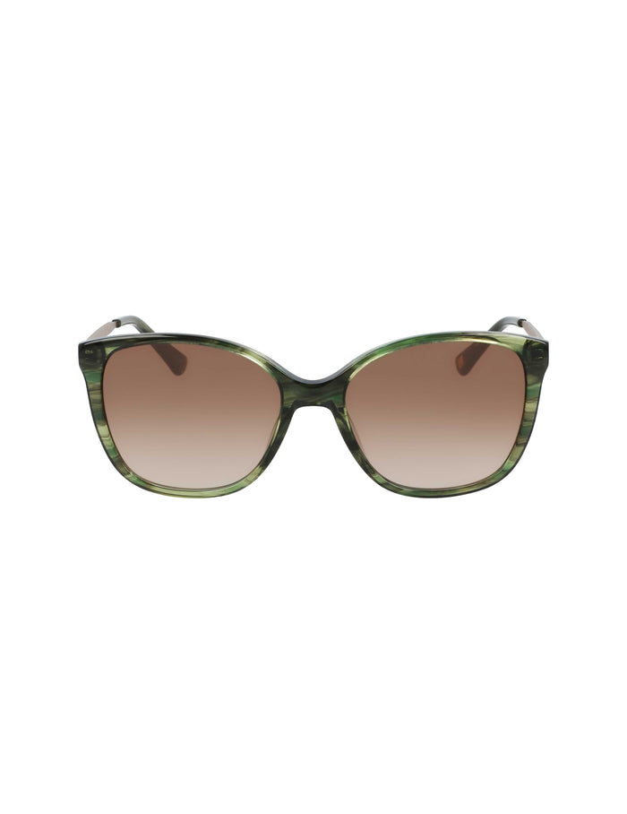 Anne Klein Olive Horn Horn Classic Square Sunglasses