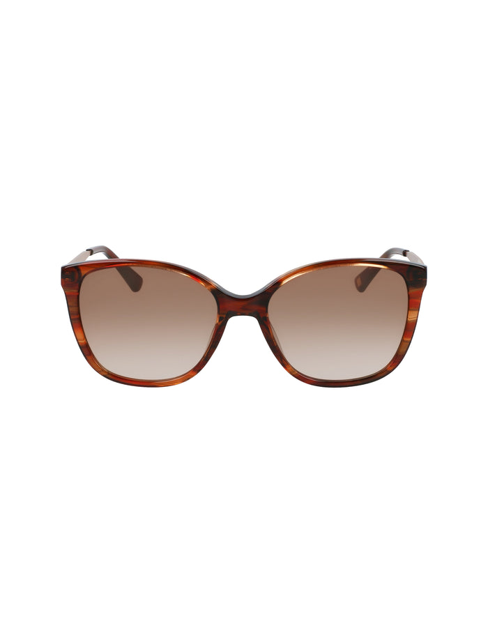 Anne Klein Mocha Horn Horn-Rimmed Classic Square Sunglasses