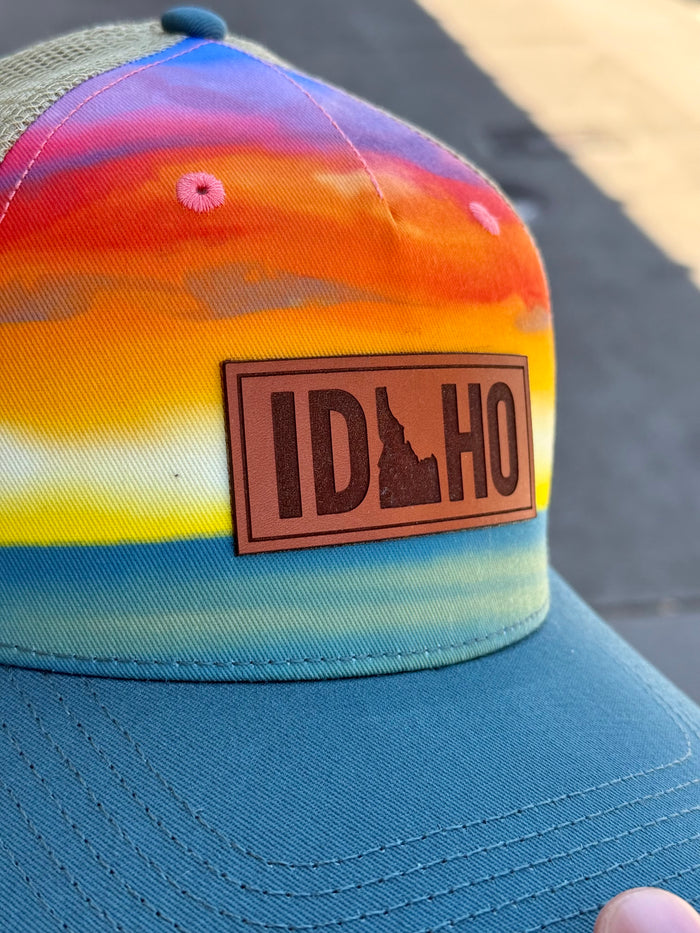 Idaho State  Trucker Hat - (Watercolor Sunset / Teal)