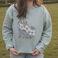 Idaho Syringa State Flower Sweatshirt - Dusty Blue