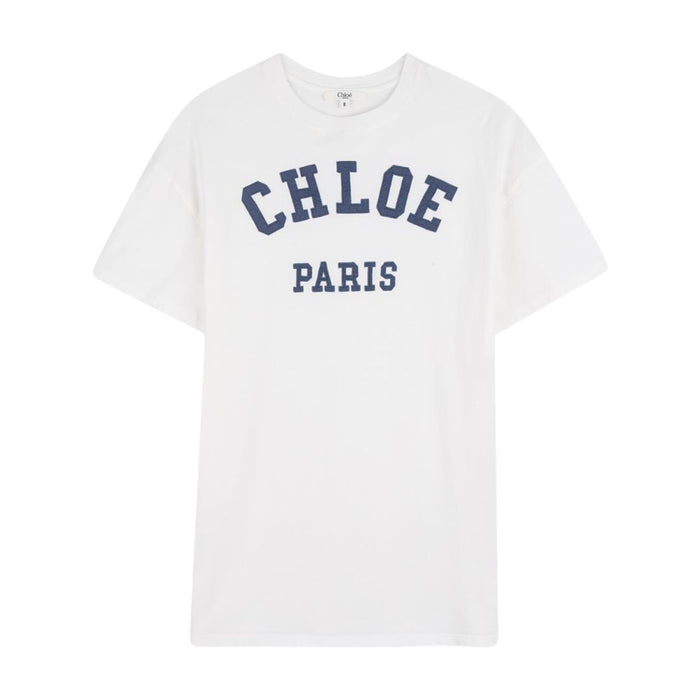 Ivory Appliqué Logo Dress
