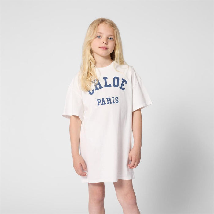 Ivory Appliqué Logo Dress