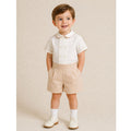 Ivory & Beige Shorts Set