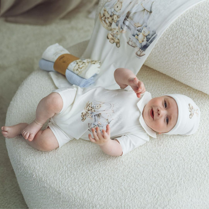 Ivory & Blue "Lumo" Bunny Romper