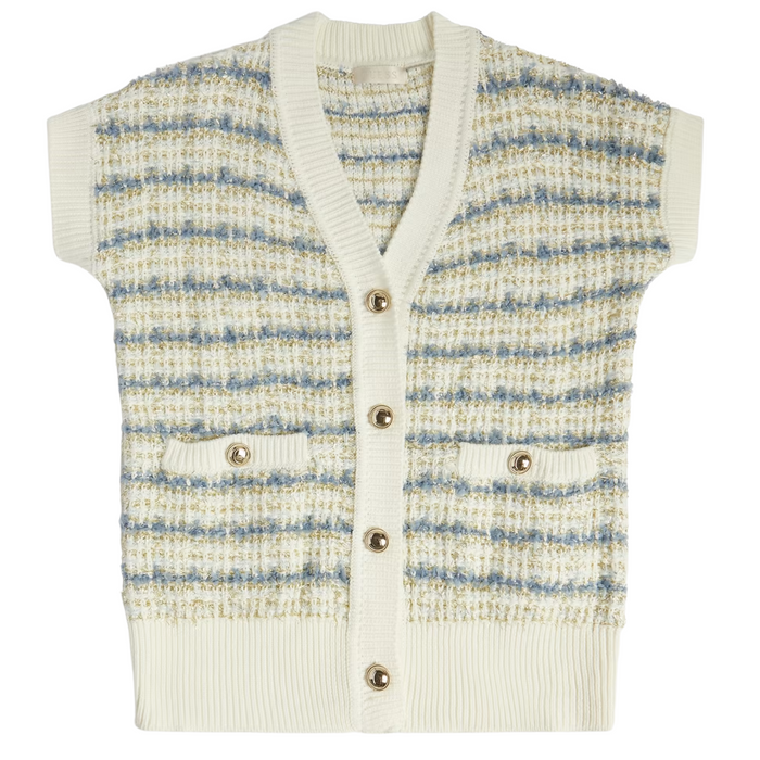 Ivory & Blue Tweed Cardigan