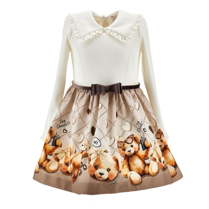 Ivory & Brown Teddy Dress