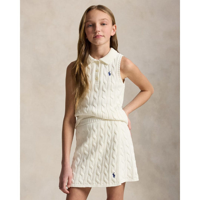 Ivory Cable Knit Polo & Skirt Set